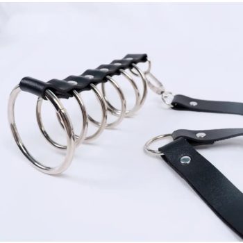 EwToys - Fém gyűrűs péniszketrec pórázzal 