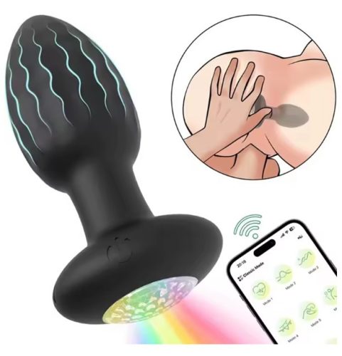 EwToys - Világítós Butt Plug, análdugó többszínű világítással -  10 rezgési fokozat