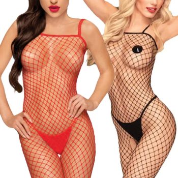   EwToys Bodystocking B25 - Fekete/piros necc harisnyaoverall - választható színben
