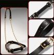 BDSM szájpöcök pórázzal – állítható fetish gag szett fekete-arany