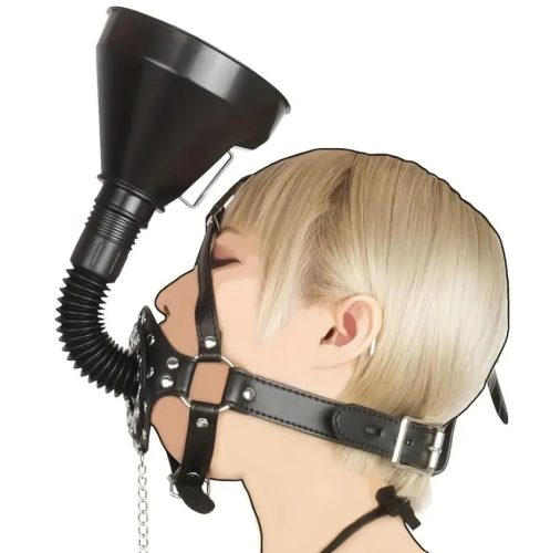 EwToys Extreme Bdsm - Nyitott, állítható műbőr szájpecek tölcsérrel