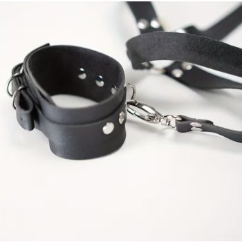   BDSM X-kötöző szett – állítható csukló- és bokabilincs PU bőr pántokkal, fekete