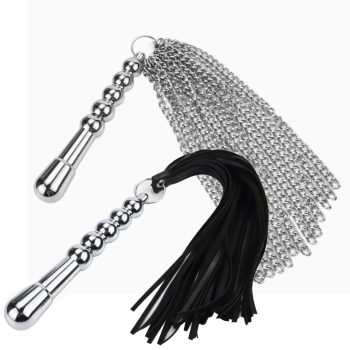   EwToys - 2in1 korbács + análsor - választható fém/Pu bőr korbácsrésszel