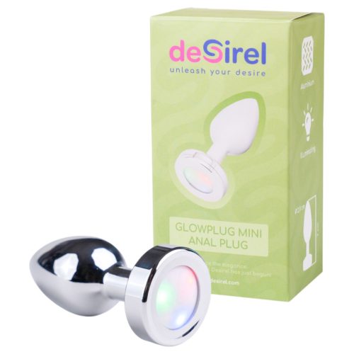 Desirel GlowPlug világító anál plug – LED-es ezüst análdugó kezdőknek