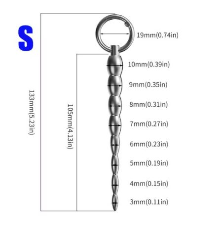 EwToys - Fokozatos rozsdamentes acél dilátor - húgycsőtágító, bordázott felületű katéter- választható méret S/M/L