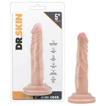   Dr. Skin 5 tapadókorongos élethű dildó 14,6 cm – kompakt realisztikus dildó