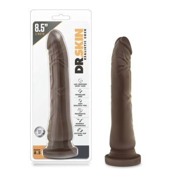   Dr. Skin 8,5 tapadókorongos élethű dildó 20,5 cm – barna realisztikus dildó