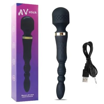   EwToys - Emily - Dupla élvezet Wand - Fekete, szilikon, anális vibrátor véggel 