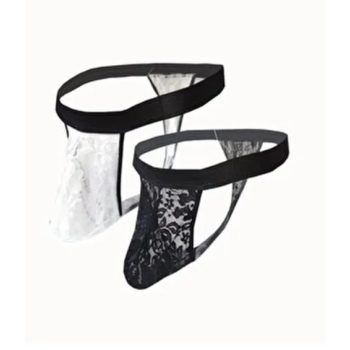 EwToys Férfi csipkés tanga – fehér és fekete színben
