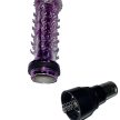 Bordázott áttetsző lila vibrátor texturált felülettel - EwToys szexgéphez