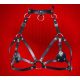 BDSM mellhám fekete műbőr body harness állítható