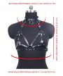 BDSM mellhám fekete műbőr body harness állítható