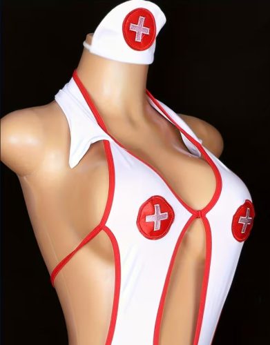 Erotikus ápolónő jelmez szett S/M – szexi nővérke fejpánttal