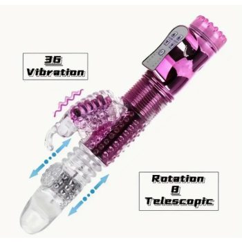   EwToys First Rabbit, Lila- Gyöngyös, lökő, forgófejes csiklóizgatós vibrátor