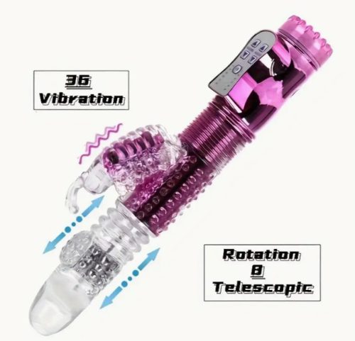 EwToys First Rabbit, Lila- Gyöngyös, lökő, forgófejes csiklóizgatós vibrátor