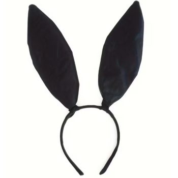   Hosszú fekete nyuszifül hajpánt – elegáns jelmez kiegészítő különleges megjelenéshez