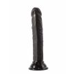 EwToys 5.5" Ultra Soft Dildo Black - Letapasztható, fekete, erezett dildó