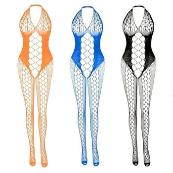  EwToys Bodystocking B24 - Fekete/kék/narancssárga necc harisnyaoverall - választható színben