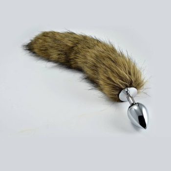   EwToys Metal Anal Tail Small 1 - Sima felületű, bolyhos róka farok, anál dugó, barna