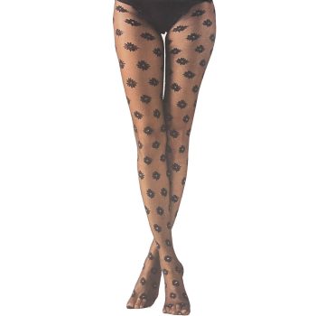   Gi&Gi Collant Donna Velati - fekete, virágmintás 40 Den  - S-M