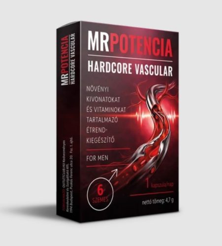 MRPOTENCIA Hardcore Vascular – 6 db extra erős férfi potencia kapszula koffeinnel, cinkkel és növényi kivonatokkal