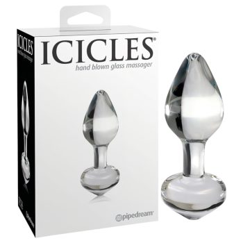   Icicles No. 44 – Kúpos üveg anál plug – átlátszó, 8,2 cm