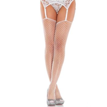   Leg Avenue - Net Stockings - WHITE - O/S - HOSIERY - Fehér, szexi, combfix
