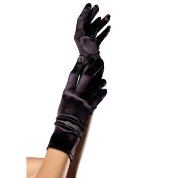 Leg Avenue - Wrist Length Satin Gloves, black, O/S