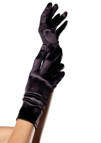 Leg Avenue - Wrist Length Satin Gloves, black, O/S