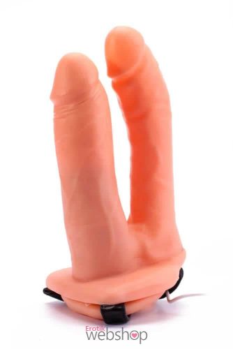 Lovetoy Vibrating Unisex Hollow Strap On Double Penetration 1- Felcsatolható hám, távirányítós, vibrációs kétágú dildóval