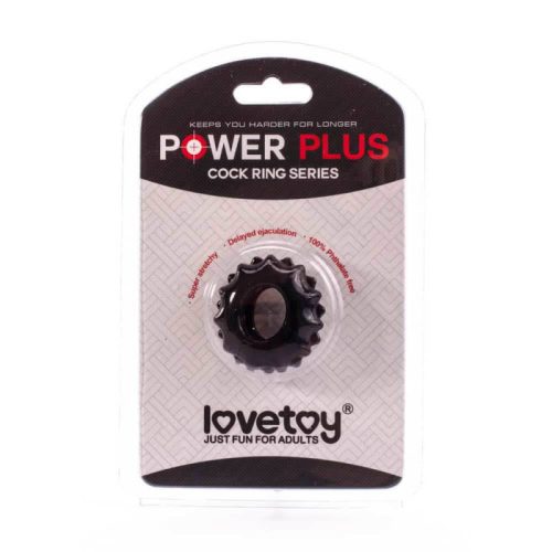 Lovetoy Power Plus Cockring - Fekete, rücskös, péniszgyűrű