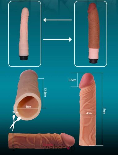 Lovetoy Pleasure X-Tender Penis Sleeve Brown 2- Élethű, barna péniszköpeny