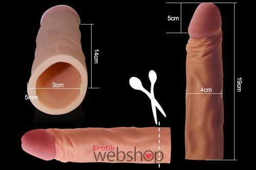 Lovetoy Pleasure X-Tender Penis Sleeve Brown 4- Realisztikus, barna péniszköpeny