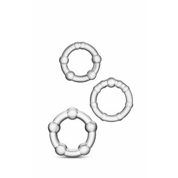   Beaded Cockring Set. Clear - Színtelen, 3 db.-os péniszgyűrű szett
