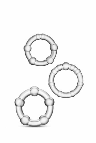 Beaded Cockring Set. Clear - Színtelen, 3 db.-os péniszgyűrű szett