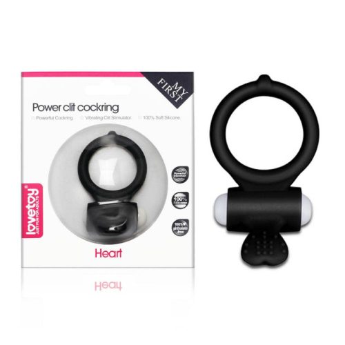 LoveToy Power Clit Cockring Black 1 - Fekete, vibrációs péniszgyűrú