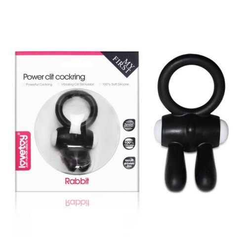 Lovetoy Power Clit Cockring Black 2 - Vibrátoros, csiklóizgatós, fekete gyűrű