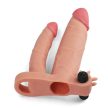 Lovetoy Add 1" Vibrating Double Penis Sleeve- Felcsatolható, kátágú, vibrátoros dildó 