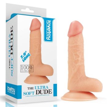   Lovetoy - 7" The Ultra Soft Dude - Pénisz formájú, lágy külső réteggel és kemény belső maggal rendelkező dildó
