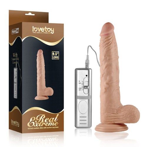 9.5" Real Extreme Vibrating Dildo – letapasztható, távirányítós realisztikus vibrátor 24 cm