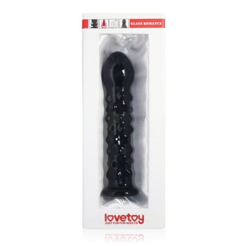 Lovetoy - 7" Glass Romance Black 1 - Fekete, üveg dildó