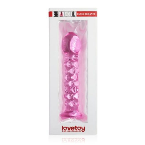 Lovetoy 7" Glass Romance Pink 1 - Rózsaszín, üveg, bütykös dildó