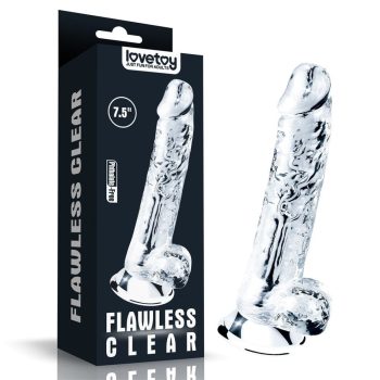   Lovetoy Flawless Clear tapadókorongos dildó 19 cm – áttetsző élethű dildó