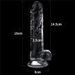 Lovetoy Flawless Clear tapadókorongos dildó 19 cm – áttetsző élethű dildó