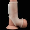 Vibrating Silk Knights Ring with Scrotum Sleeve -fehér vibrátoros