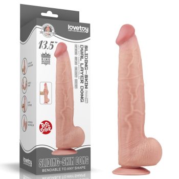   LoveToy - 13.5'' King Sized Sliding Skin Dual Layer Dong - 34 cm, herés, letapasztható dildo