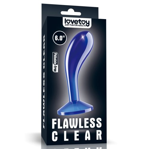 LoveToy - Flawless Clear Prostate Plug 6.0'' Blue - Kék, tapadókorongos,  ergonómiailag kialakított análdugó