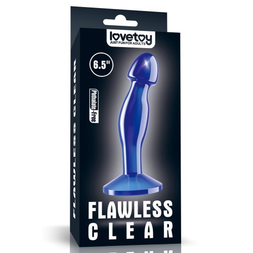  LoveToy - Flawless Clear Prostate Plug 6.5'' Blue - Kék, tapadókorongos, ergonómiailag kialakított análdugó