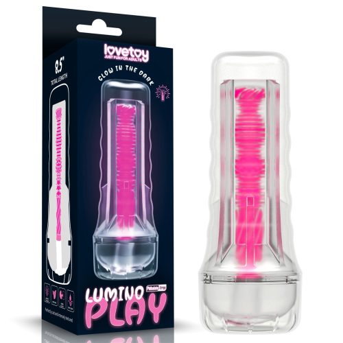 8.5'' Lumino Play Masturbator - Pink Glow - bőrszerű tapintású, sötétben rózsaszínben világító maszturbátor