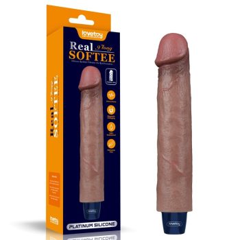   LoveToy - 9" REAL SOFTEE Rechargeable Silicone Vibrating Dildo - platinum szilikonból készült, 10 rezgési funkcióval 
